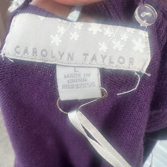 Carolyn Taylor Blackberry Cordial Sweater with Embellishments, removable scarf - Picture 7 of 8